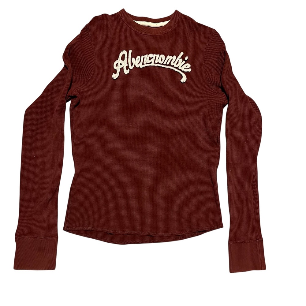 ABERCROMBIE 1892 MUSCLE SOFT COTTON THERMAL maroon SHIRT Medium